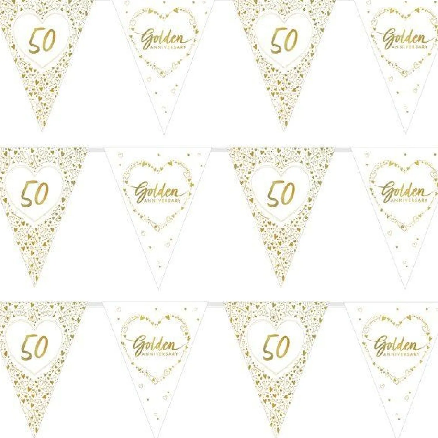 Party Delights 50Th Golden Wedding Anniversary Flag Bunting - 3.7M< Bunting