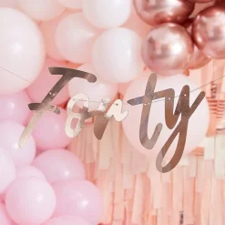 Party Delights 40Th Rose Gold Happy Birthday Banner Bunting< Bunting