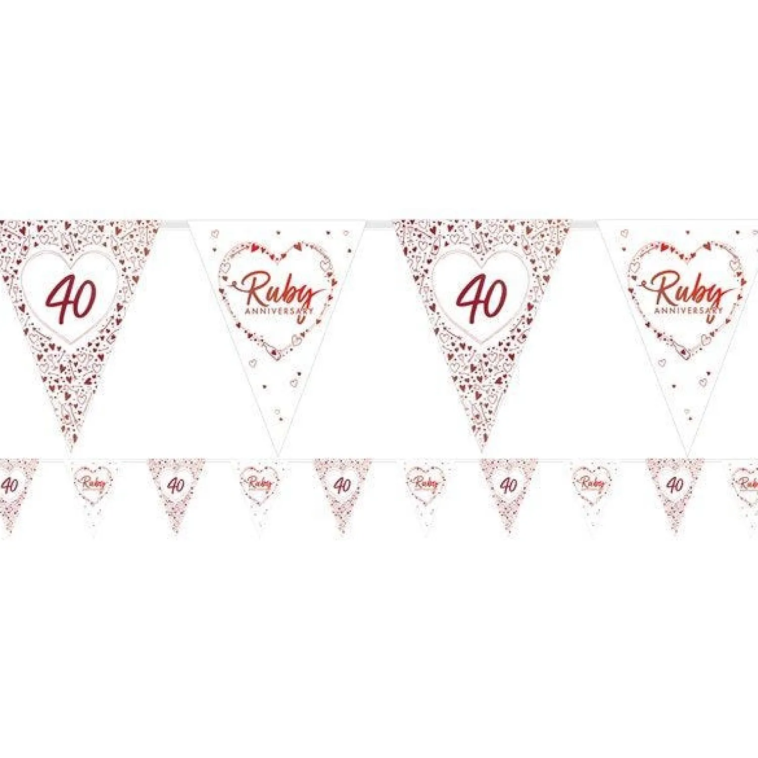 Party Delights 40Th Ruby Wedding Anniversary Flag Bunting - 3.7M< Bunting