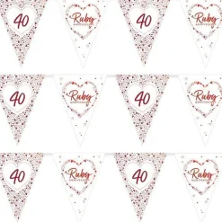 Party Delights 40Th Ruby Wedding Anniversary Flag Bunting - 3.7M< Bunting