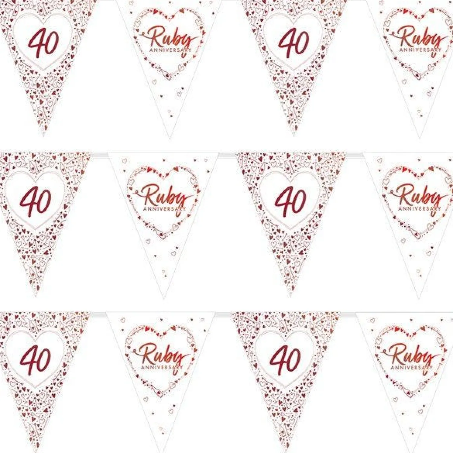 Party Delights 40Th Ruby Wedding Anniversary Flag Bunting - 3.7M< Bunting