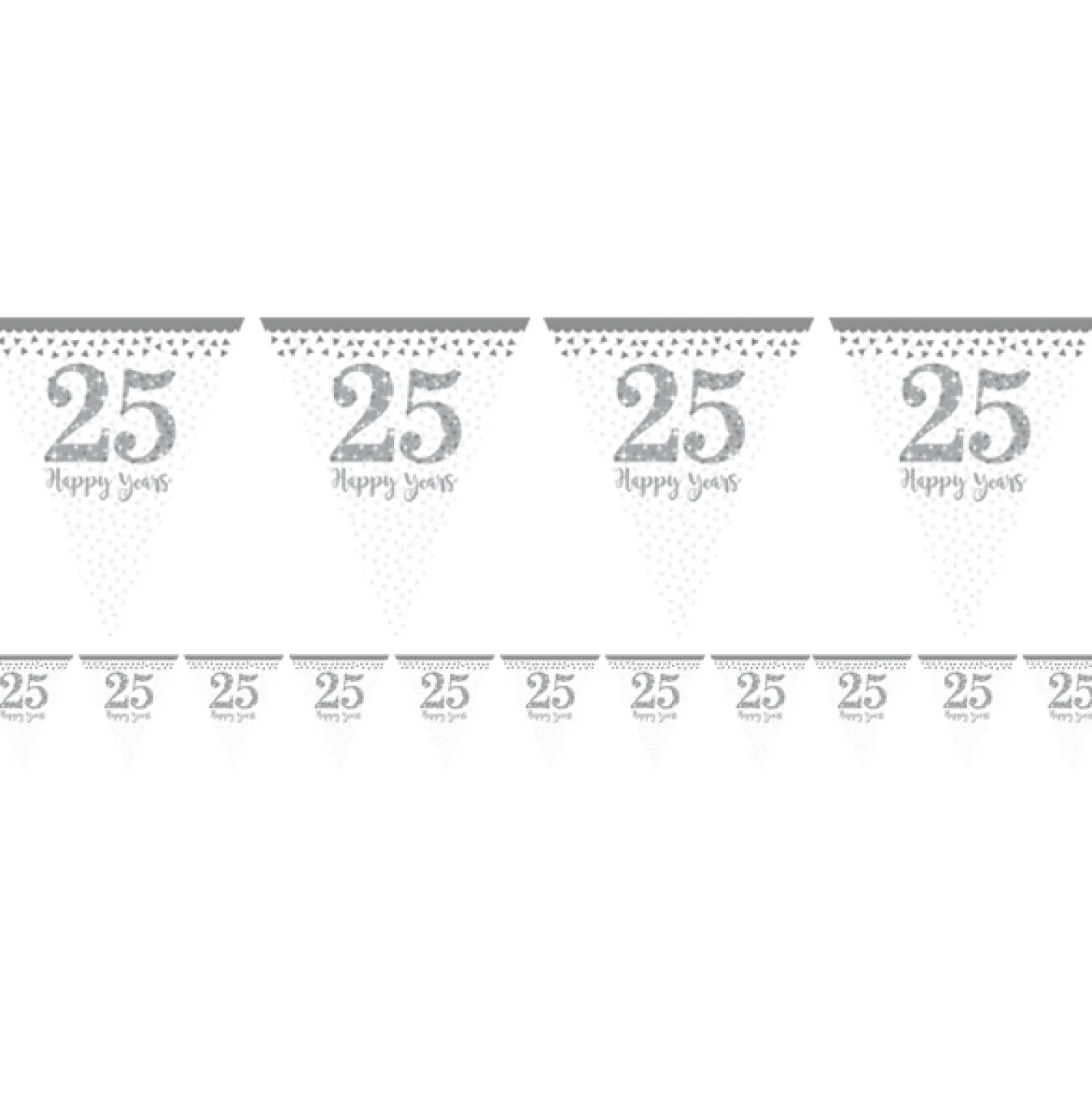 Party Delights 25Th Silver Sparkling Wedding Anniversary Flag Bunting - 4M< Bunting