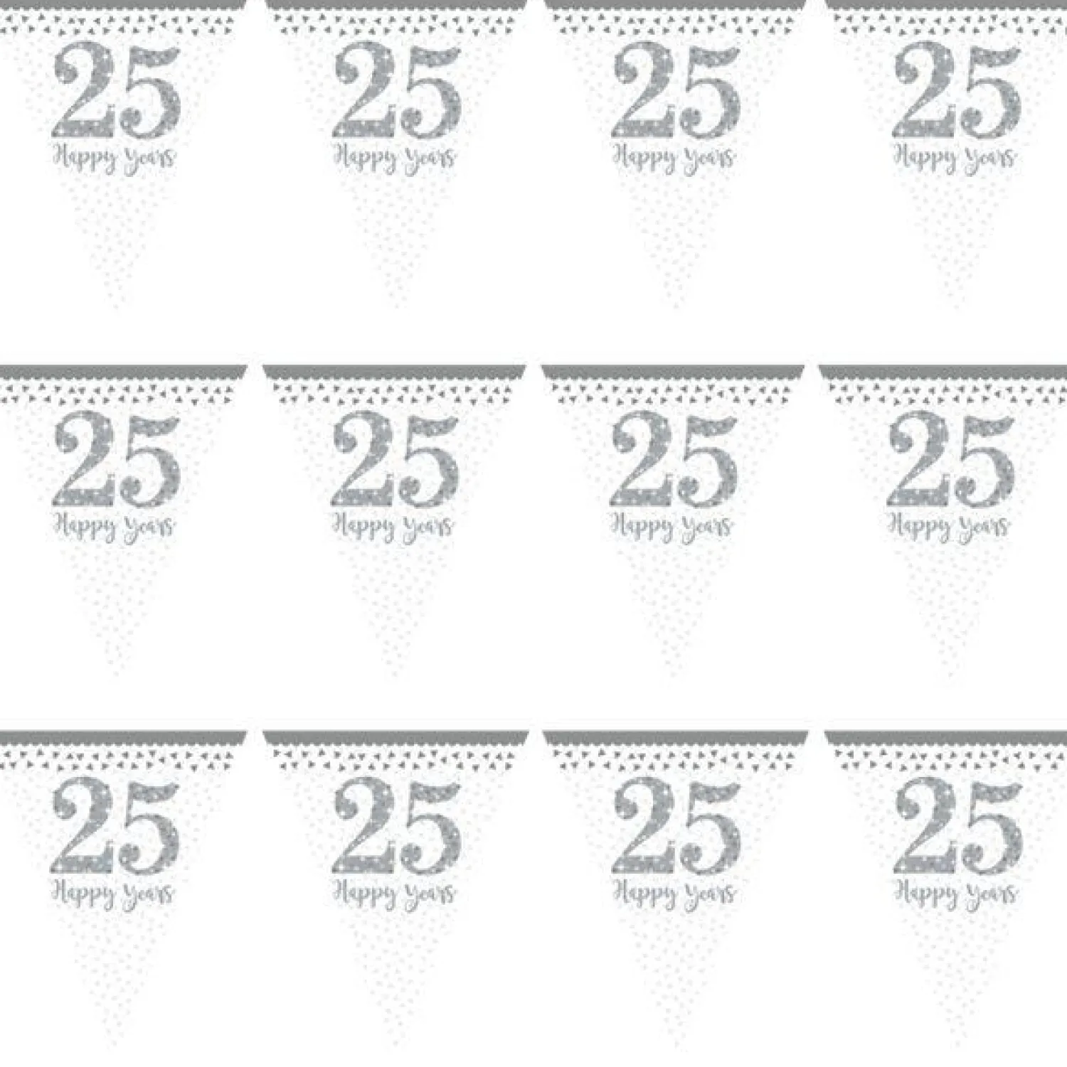 Party Delights 25Th Silver Sparkling Wedding Anniversary Flag Bunting - 4M< Bunting