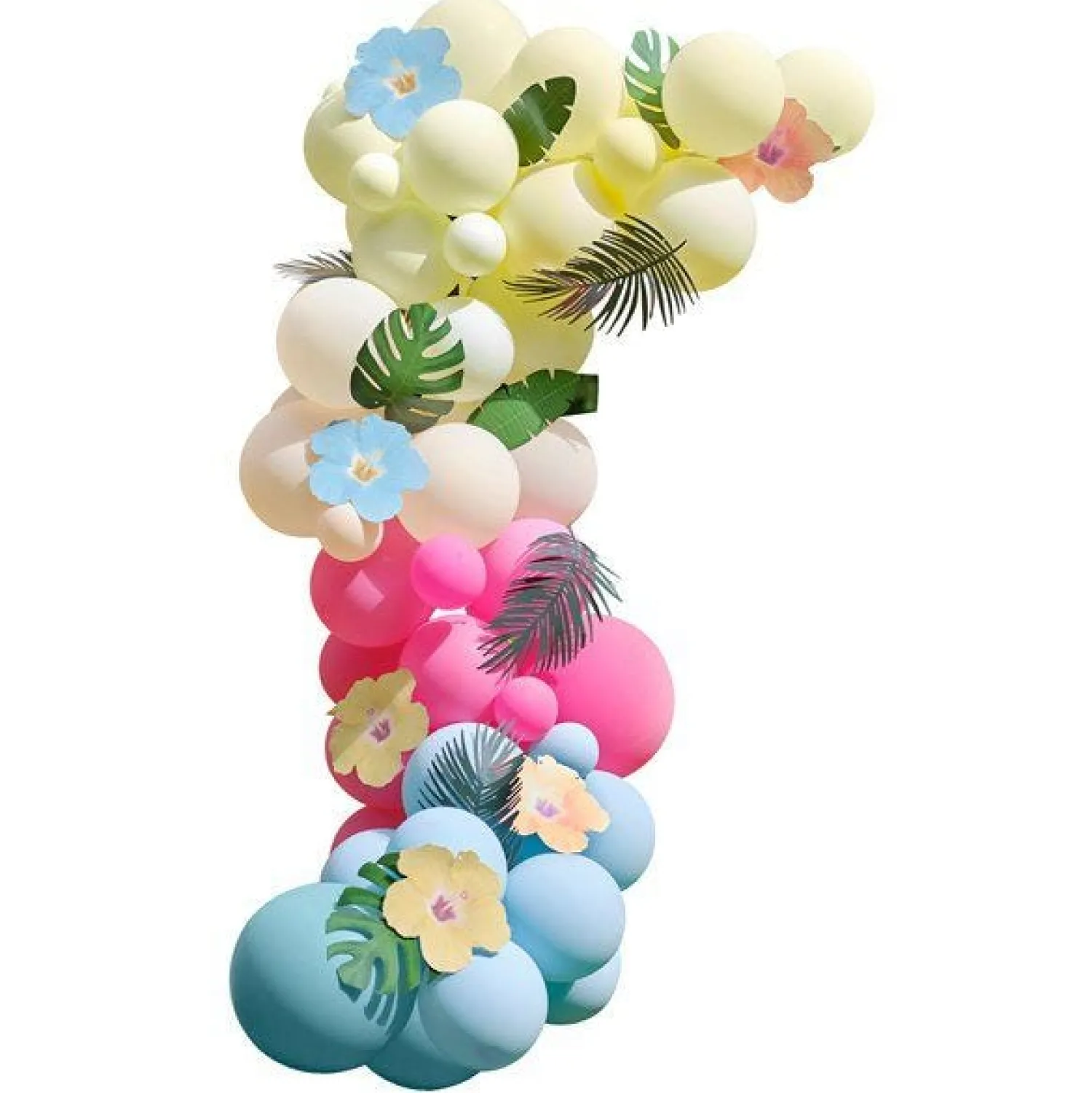 Party Delights Tiki Tropics Balloon Arch With Faux Foliage - 70 Balloons< Arches & Clouds