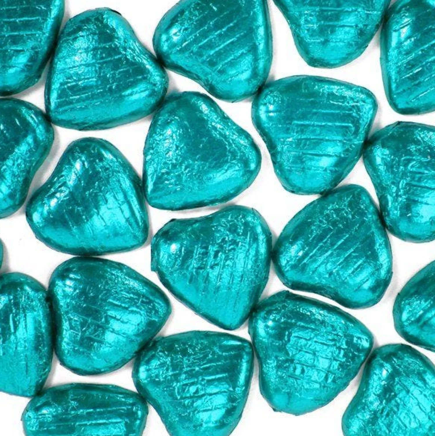 Party Delights Turquoise Foil Chocolate Hearts X20< Chocolates