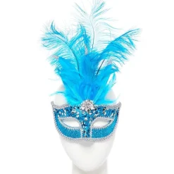 Party Delights Turquoise Masquerade Mask With Sequins< Masks