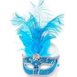 Party Delights Turquoise Masquerade Mask With Sequins< Masks