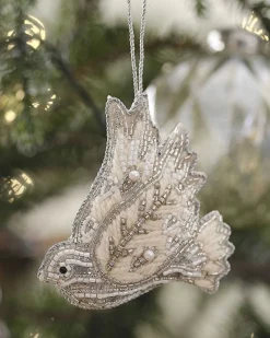 Turtle Dove Velvet Embroidered Tree Decoration<Party Delights