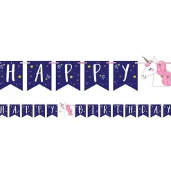 Party Delights Unicorn Galaxy 'Happy Birthday' Paper Letter Banner - 2.3M< Banners