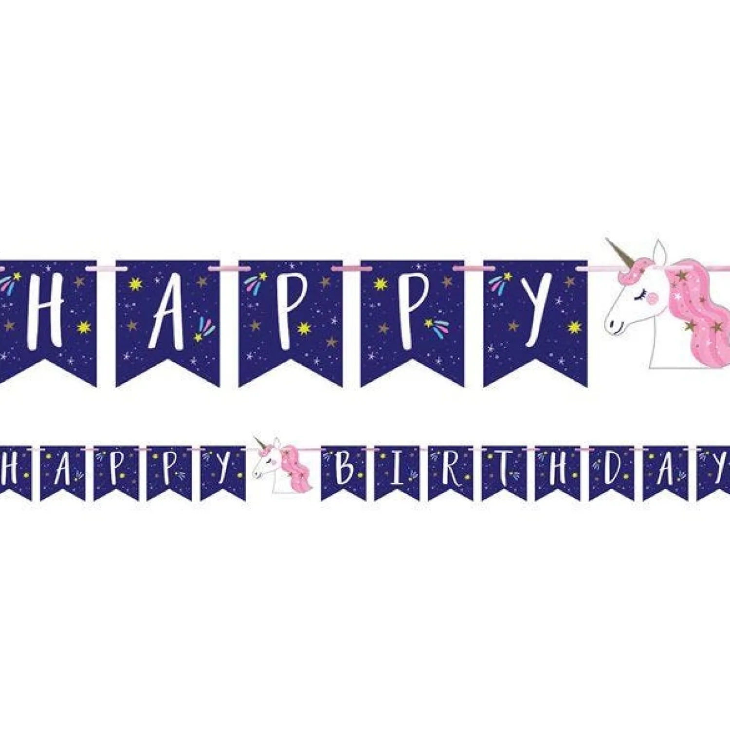 Party Delights Unicorn Galaxy 'Happy Birthday' Paper Letter Banner - 2.3M< Banners
