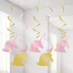 Party Delights Unicorn Sparkle Hanging Swirls - 39" (5Pk)< Hanging Decorations