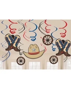 Party Delights Western Party Hanging Swirl Decorations (12Pk)< Hanging Decorations
