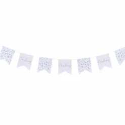 Party Delights White & Green Botanical Christening Paper Bunting - 2M< Bunting