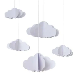 Party Delights White 3D Clouds Paper Hanging Decorations (5Pk)< Hanging Decorations
