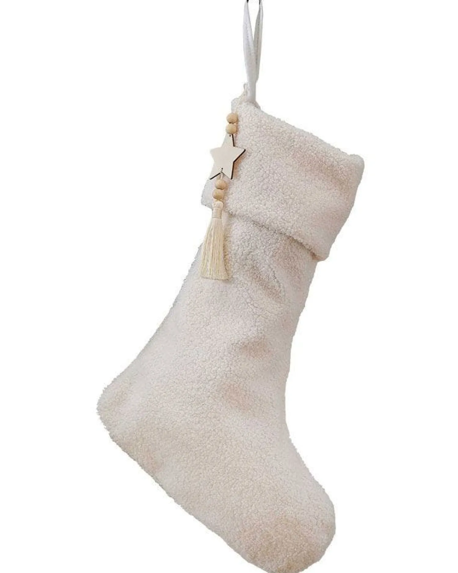 White Fabric Stocking With Charm<Party Delights Online