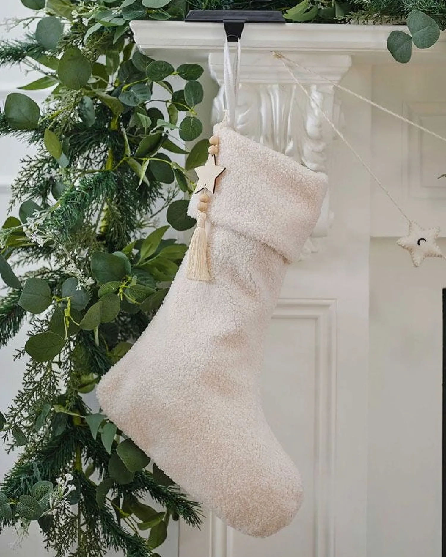 White Fabric Stocking With Charm<Party Delights Online