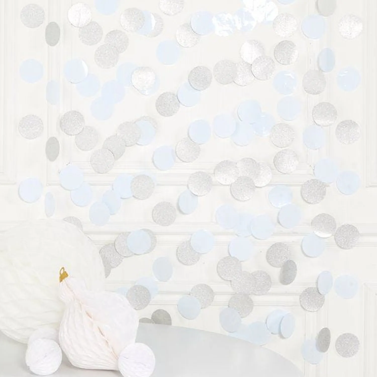 Party Delights White Glitter Hanging String Decorations - 2.1M (6Pk)< Hanging Decorations