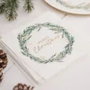 White Merry Christmas Wreath Paper Napkins - 33Cm (16Pk)<Party Delights Online