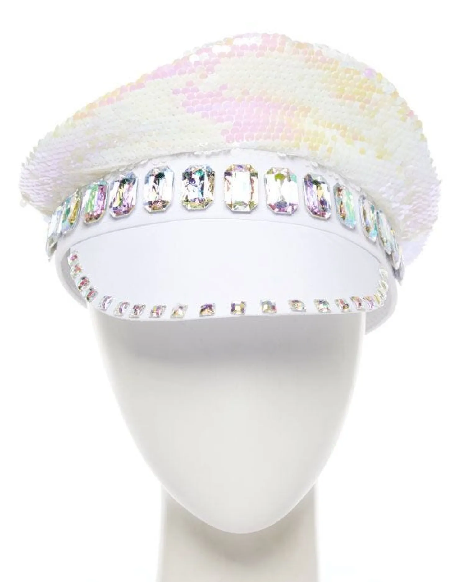 Party Delights White Reversible Sequin Biker Hat< Hats & Headwear