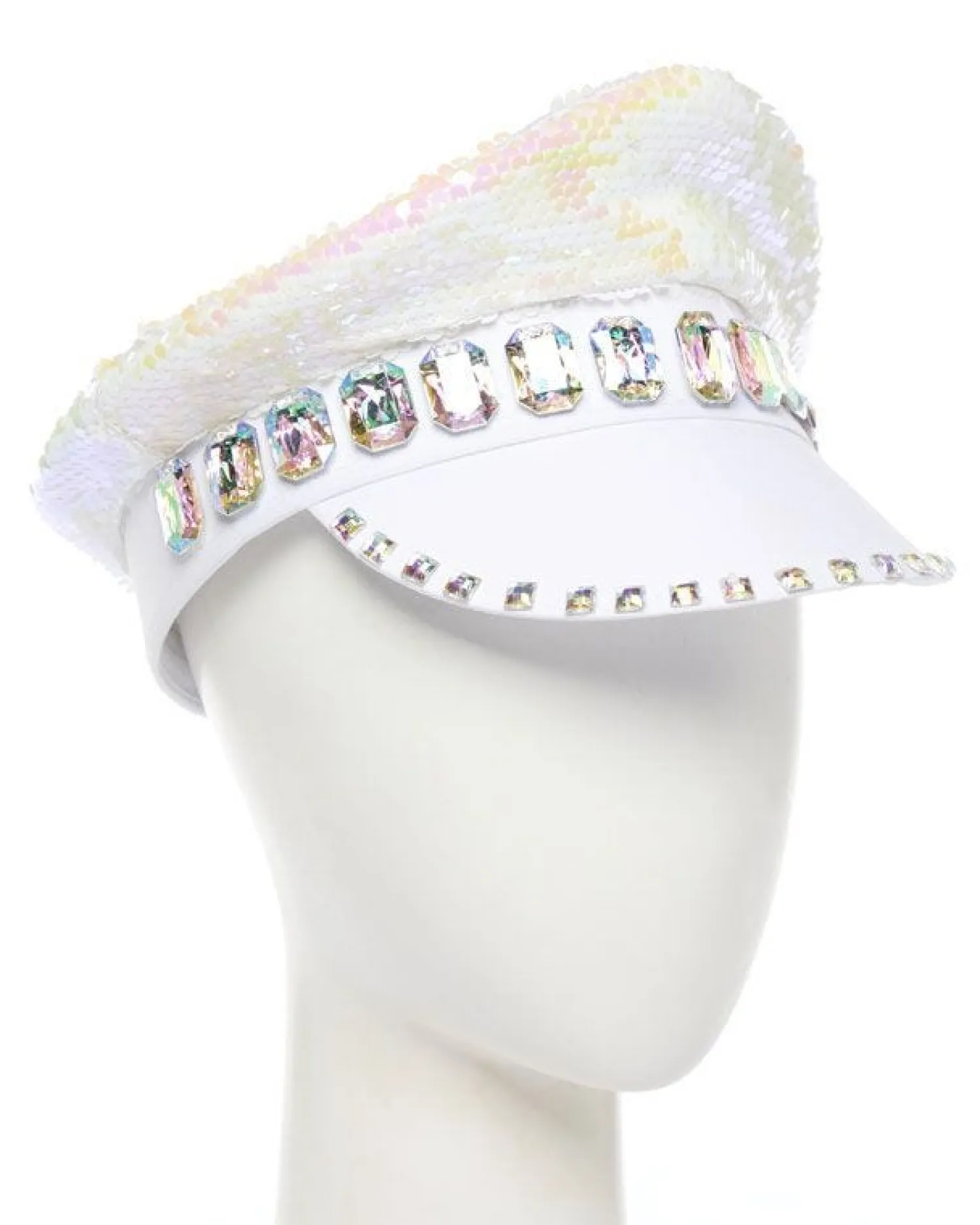 Party Delights White Reversible Sequin Biker Hat< Hats & Headwear
