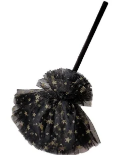 Witch Black & Gold Star Broom<Party Delights
