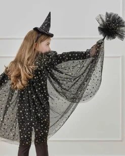 Witch Black & Gold Star Cape<Party Delights