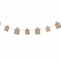 Party Delights Wooden House Bunting With Light Up Windows - 2M< Bunting