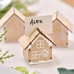 Wooden House Place Card Holders (6Pk)<Party Delights Online