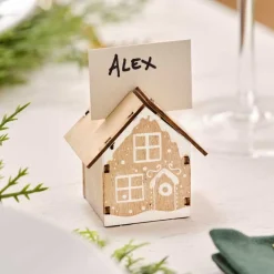 Wooden House Place Card Holders (6Pk)<Party Delights Online