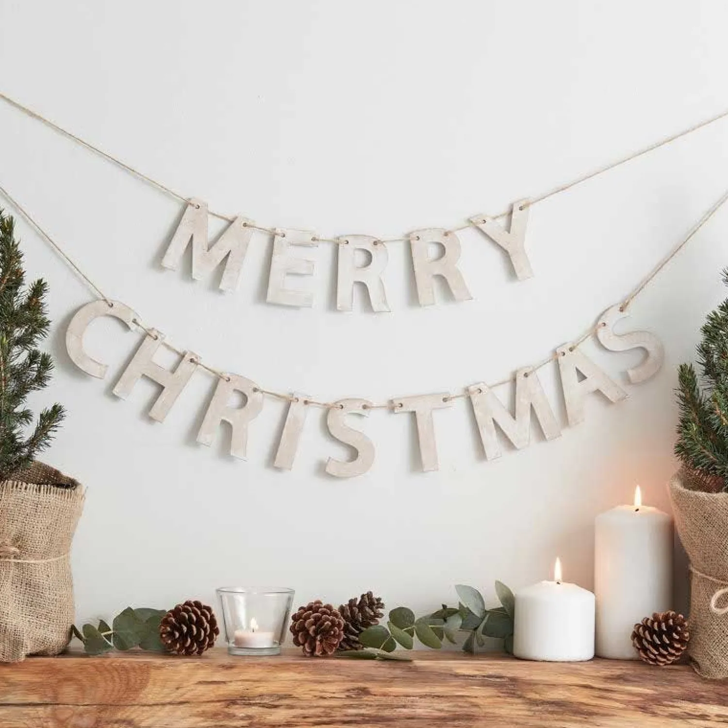 Wooden Merry Christmas Banner - 1.5M<Party Delights Outlet