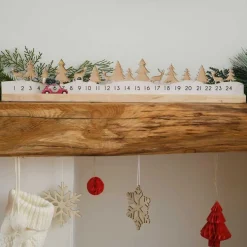 Wooden Reusable Christmas Advent Calendar With Moveable Car - 64Cm X 10Cm<Party Delights New