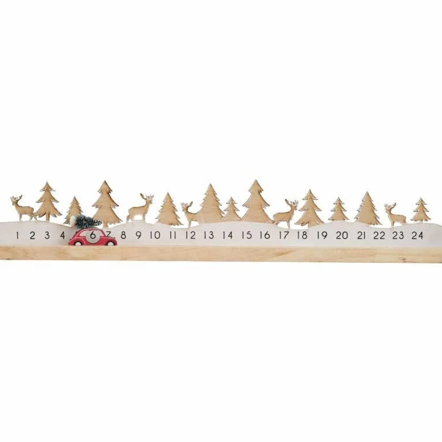Wooden Reusable Christmas Advent Calendar With Moveable Car - 64Cm X 10Cm<Party Delights New