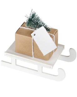 Wooden Sleigh With Gift Box & Tag Place Card Holder (4Pk)<Party Delights