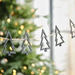 Wooden Tree Christmas Bunting Black - 2M<Party Delights Discount