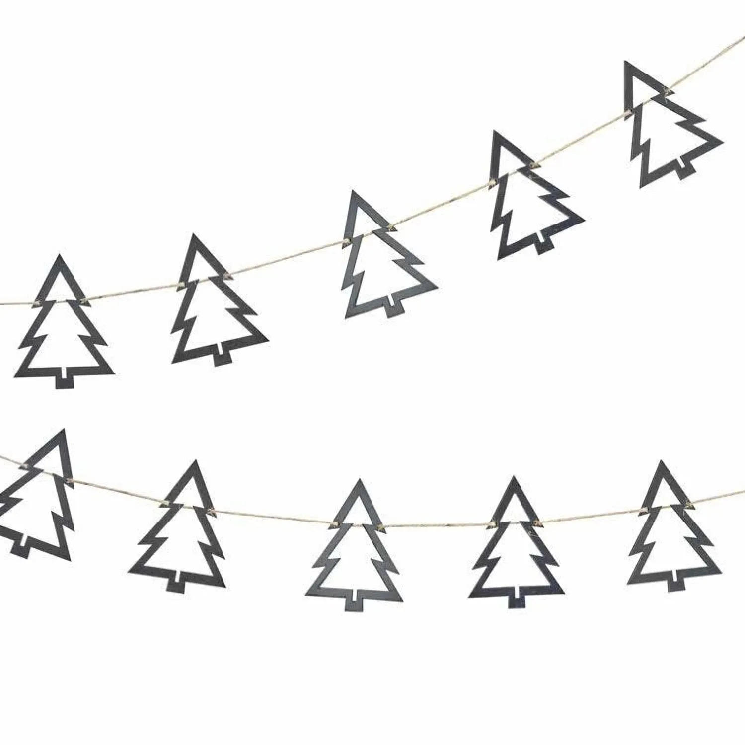 Wooden Tree Christmas Bunting Black - 2M<Party Delights Discount