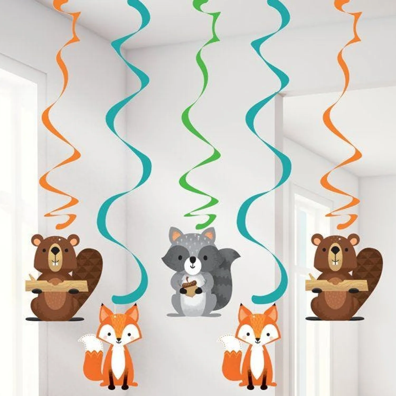 Party Delights Woodland Animals Hanging Swirls (5Pk)< Hanging Decorations
