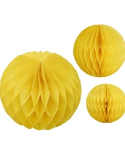 Yellow Paper Honeycomb Hanging Decorations (3Pk)<Party Delights Discount