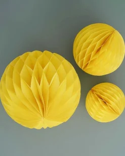 Yellow Paper Honeycomb Hanging Decorations (3Pk)<Party Delights Discount